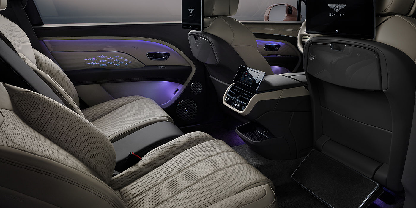 Bentley Johannesburg Bentley Bentayga EWB Azure SUV rear interior with Bentley Diamond Illumination