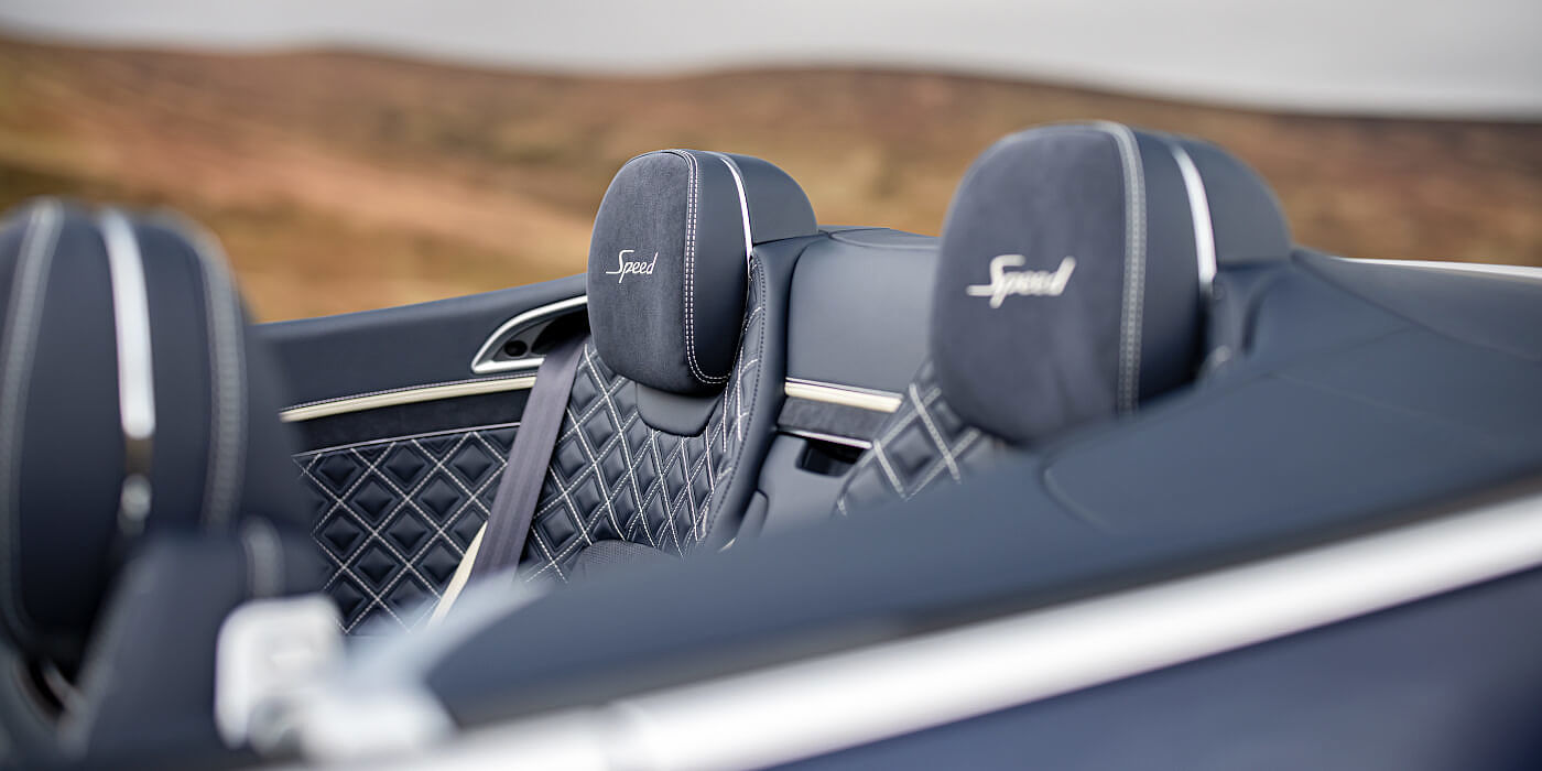 Bentley Johannesburg Bentley Continental GTC Speed convertible rear interior in Imperial Blue and Linen hide