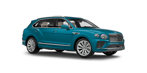 Bentley Johannesburg Bentley Bentayga EWB Azure front side angled view in Topaz blue coloured exterior. 