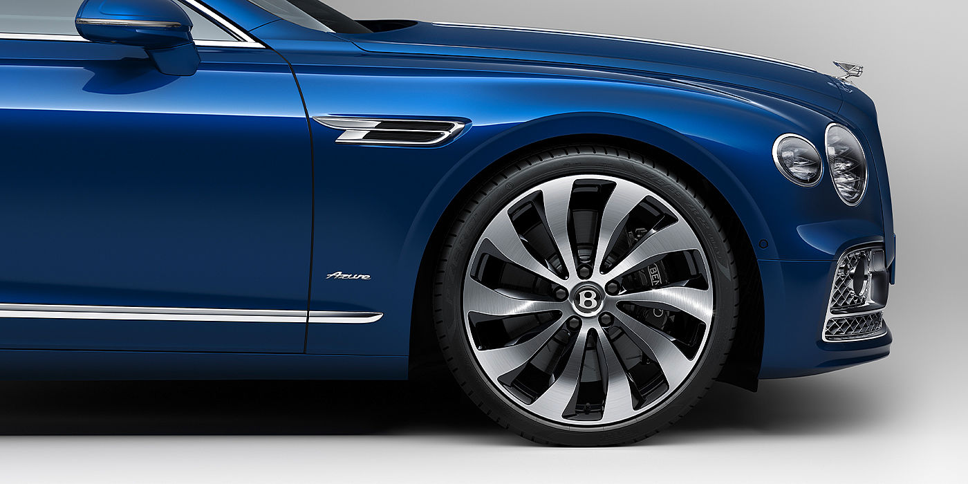 Bentley Johannesburg Bentley Flying Spur Azure sedan side close up in Sequin Blue paint with Azure badge