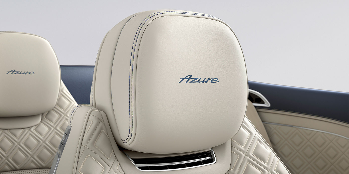 Bentley Johannesburg Bentley Continental GTC Azure convertible seat detail in Linen hide with Azure emblem
